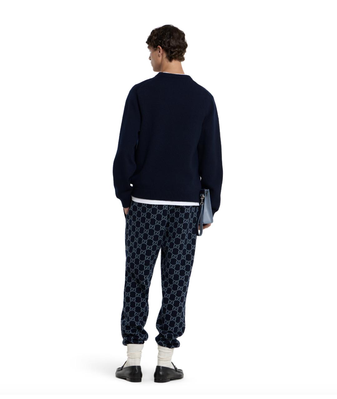 GUCCI Темно-синий шерстяной джемпер / свитер, фото 4