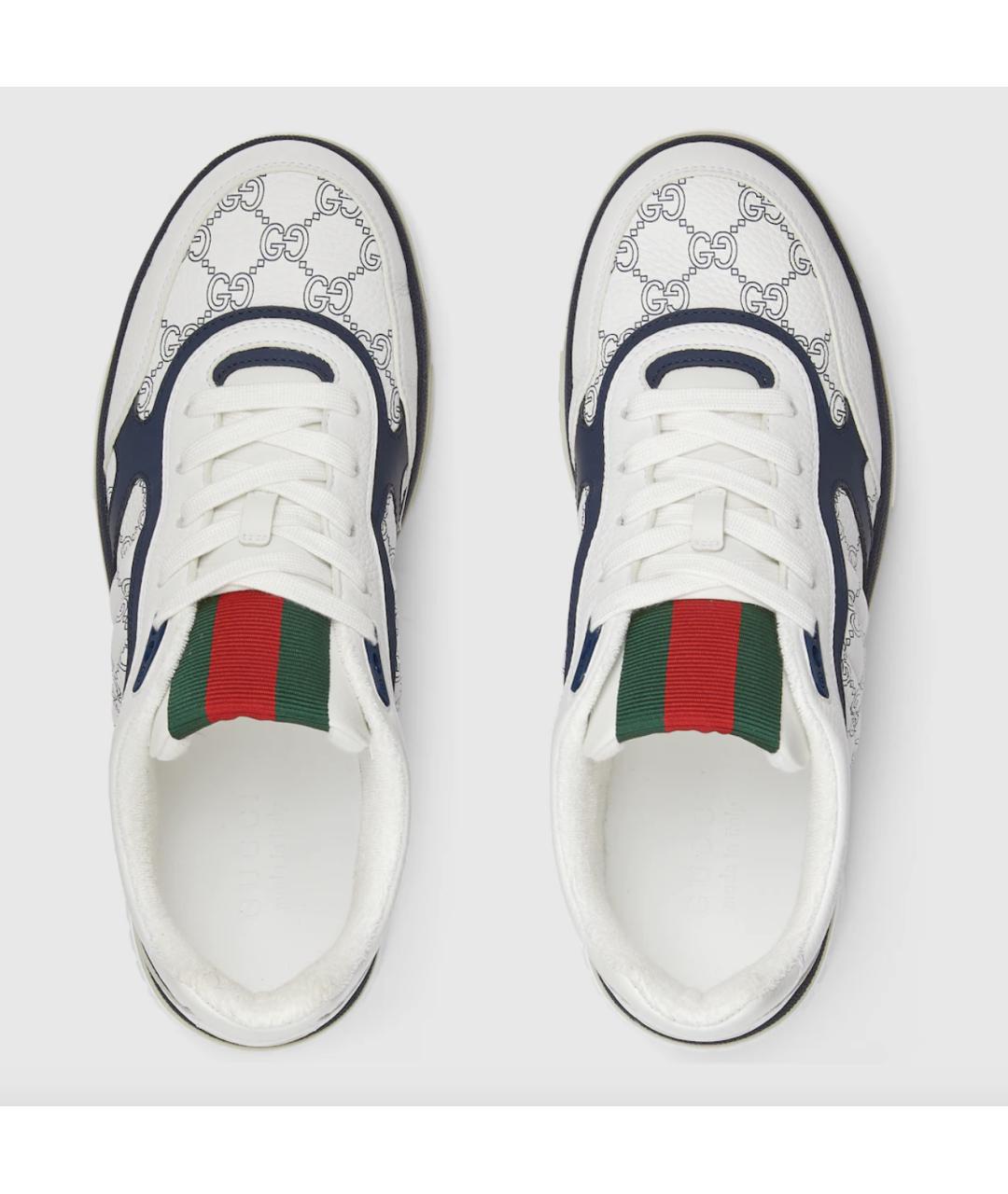 GUCCI Белые кожаные низкие кроссовки / кеды, фото 6