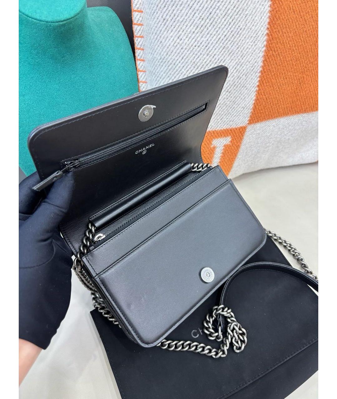 CHANEL Черная кожаная сумка через плечо, фото 6