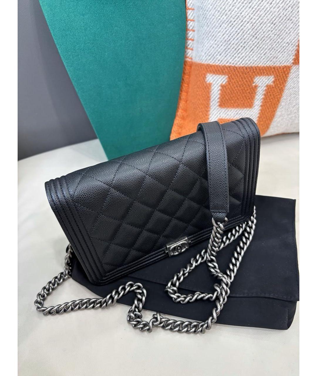 CHANEL Черная кожаная сумка через плечо, фото 8