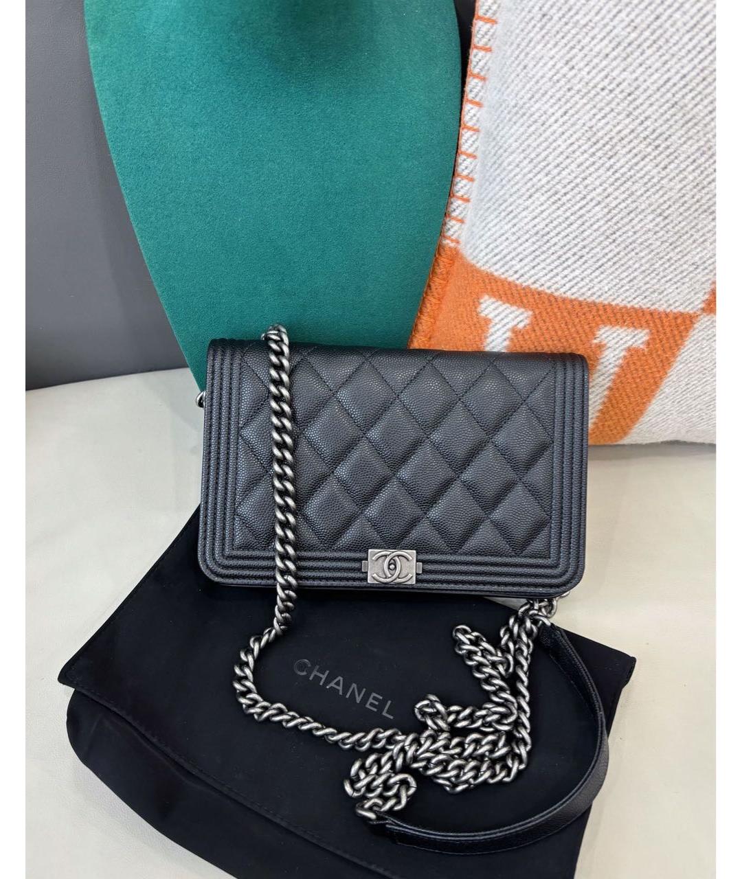 CHANEL Черная кожаная сумка через плечо, фото 9