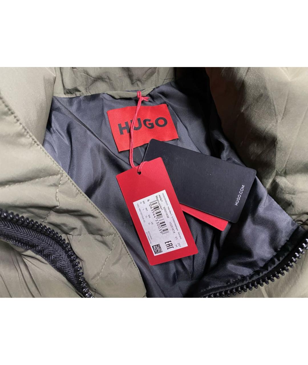 HUGO Хаки полиамидовый пуховик, фото 4