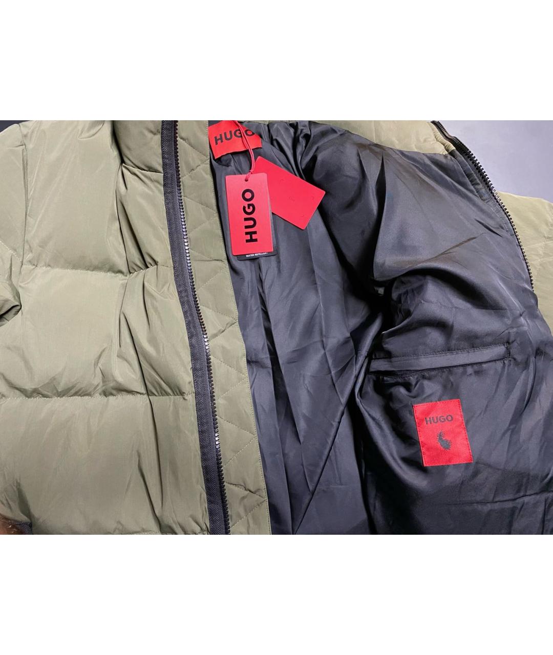 HUGO Хаки полиамидовый пуховик, фото 5