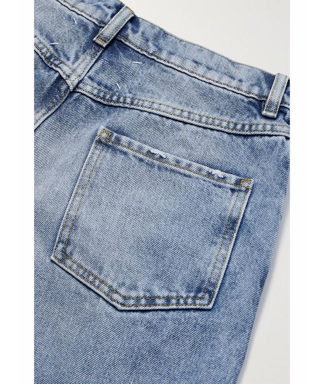 MAISON MARGIELA Голубые хлопковые прямые джинсы, фото 4