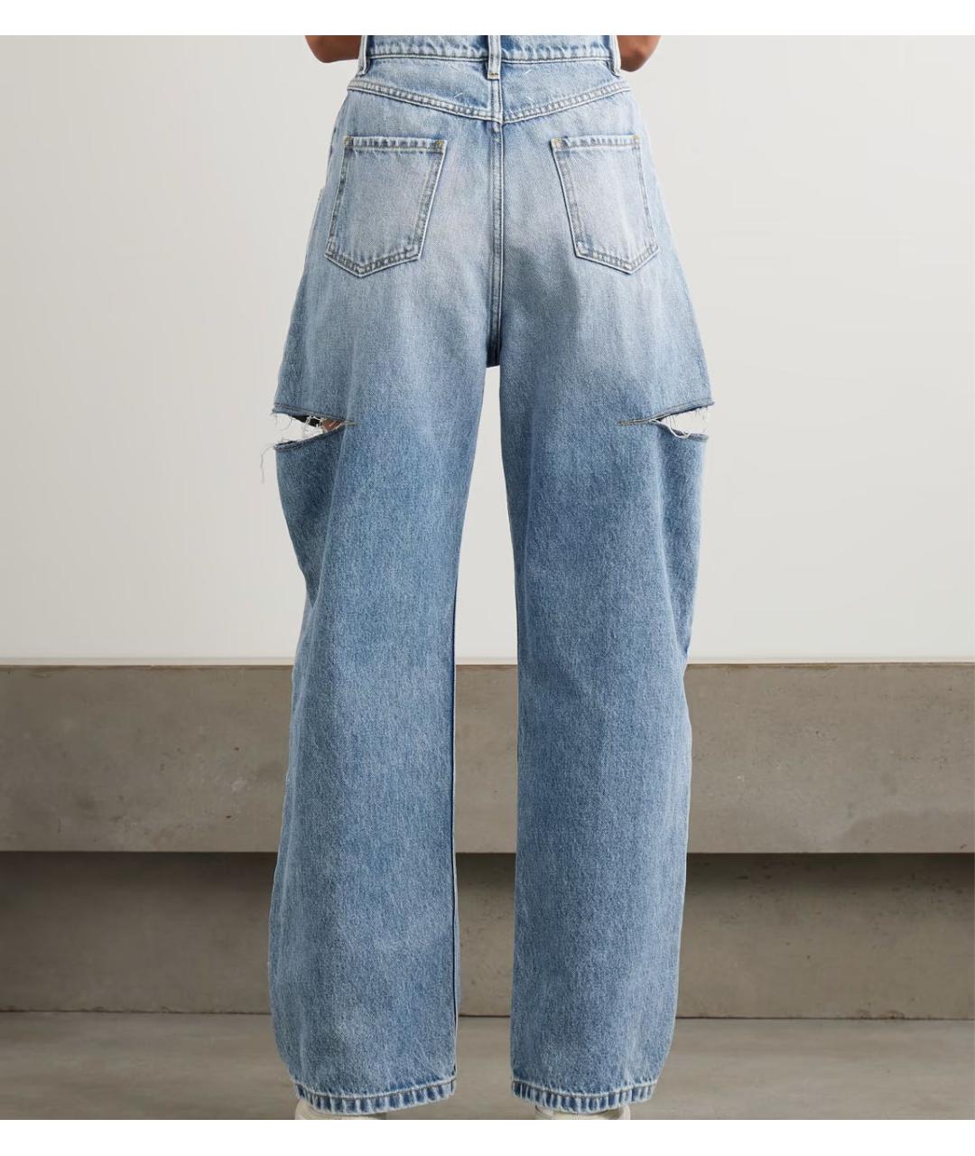 MAISON MARGIELA Голубые хлопковые прямые джинсы, фото 2