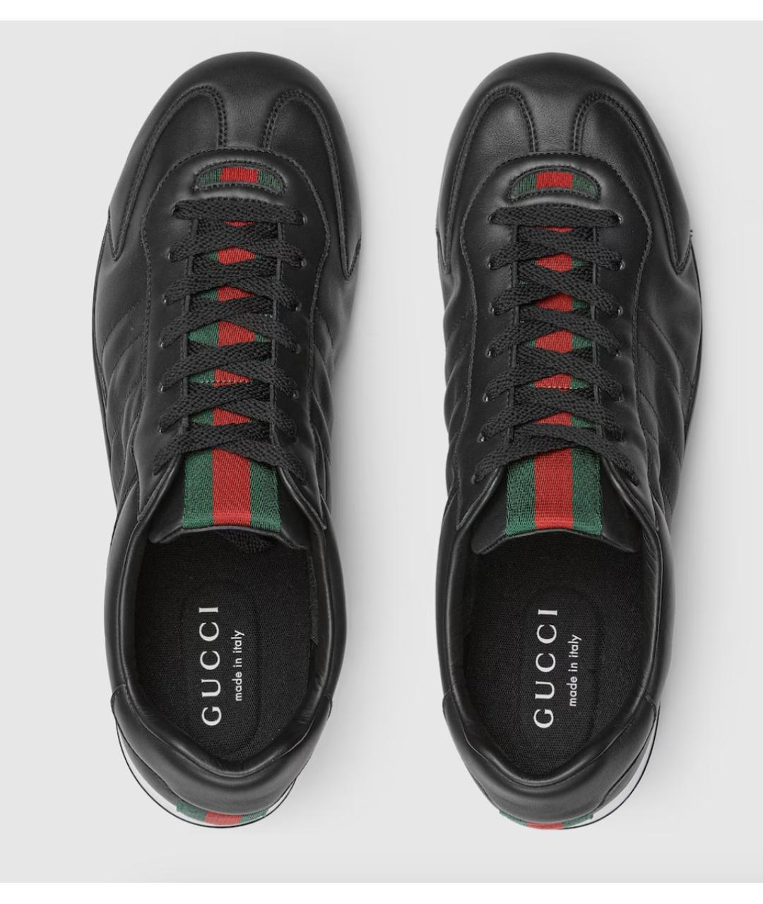 GUCCI Черные кожаные низкие кроссовки / кеды, фото 6