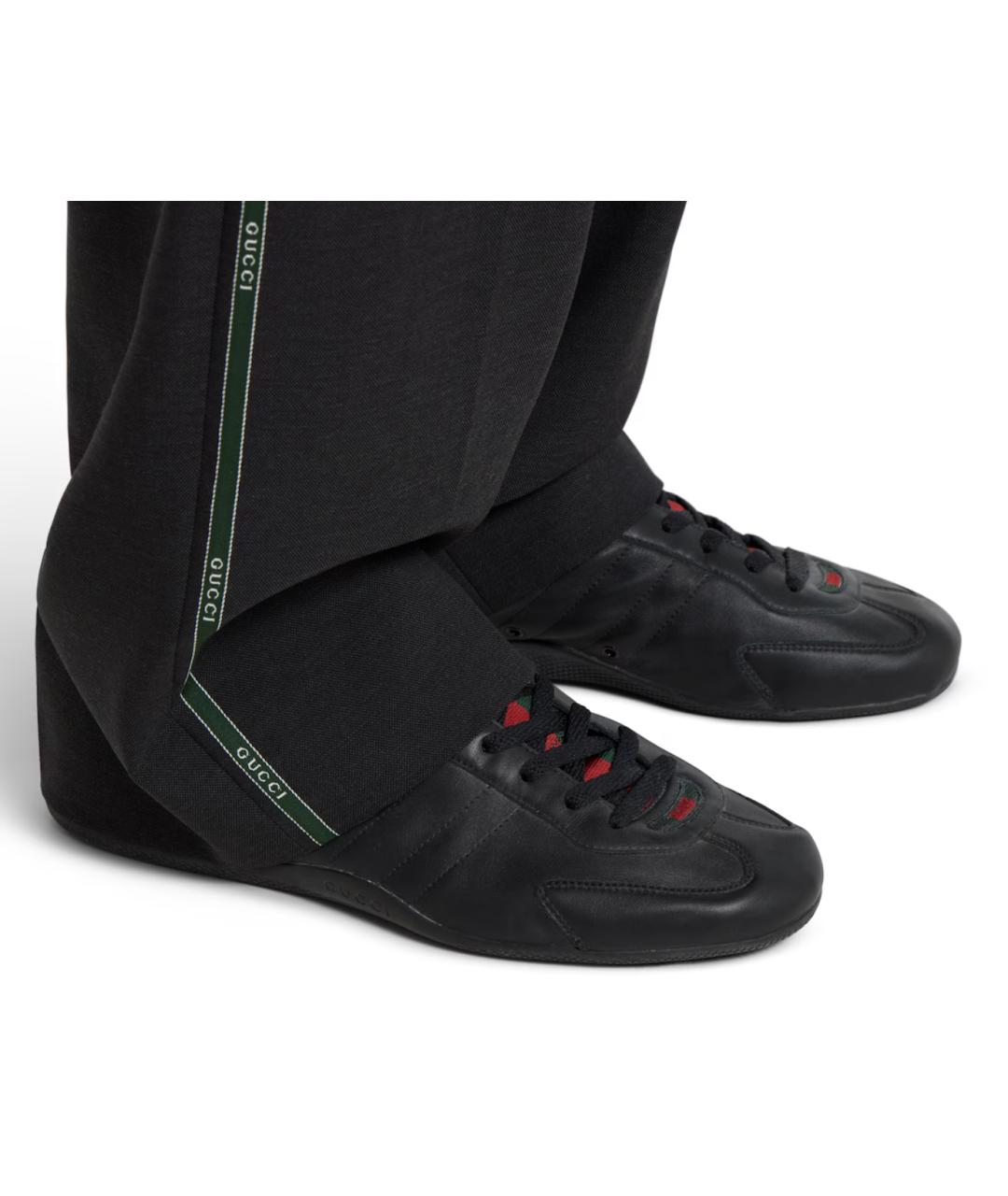 GUCCI Черные кожаные низкие кроссовки / кеды, фото 4