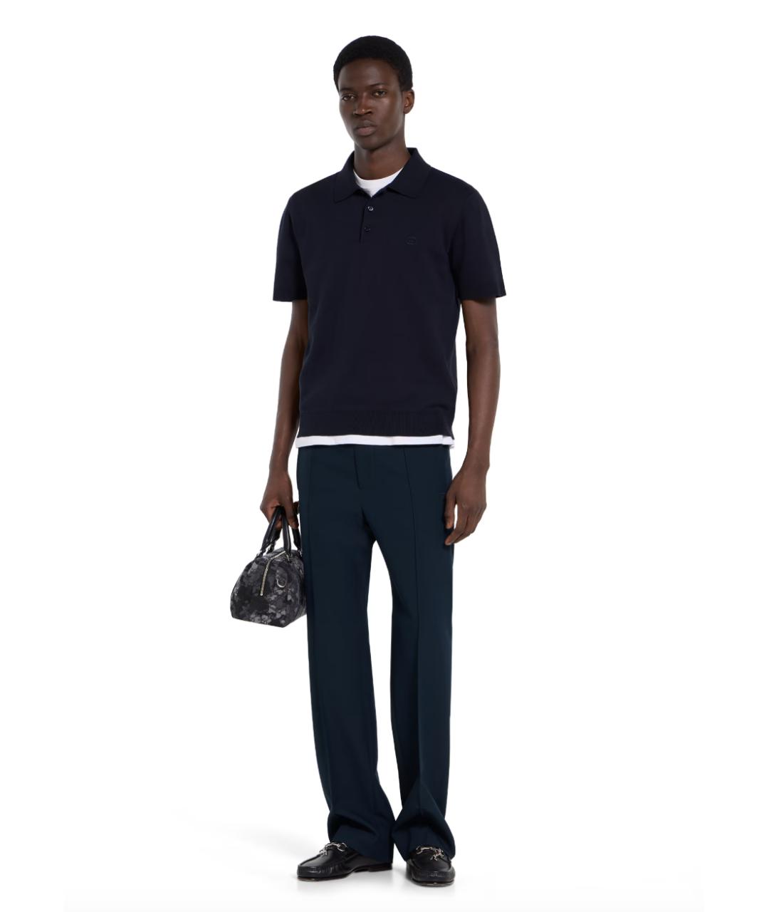 GUCCI Темно-синие полиэстеровые повседневные брюки, фото 2