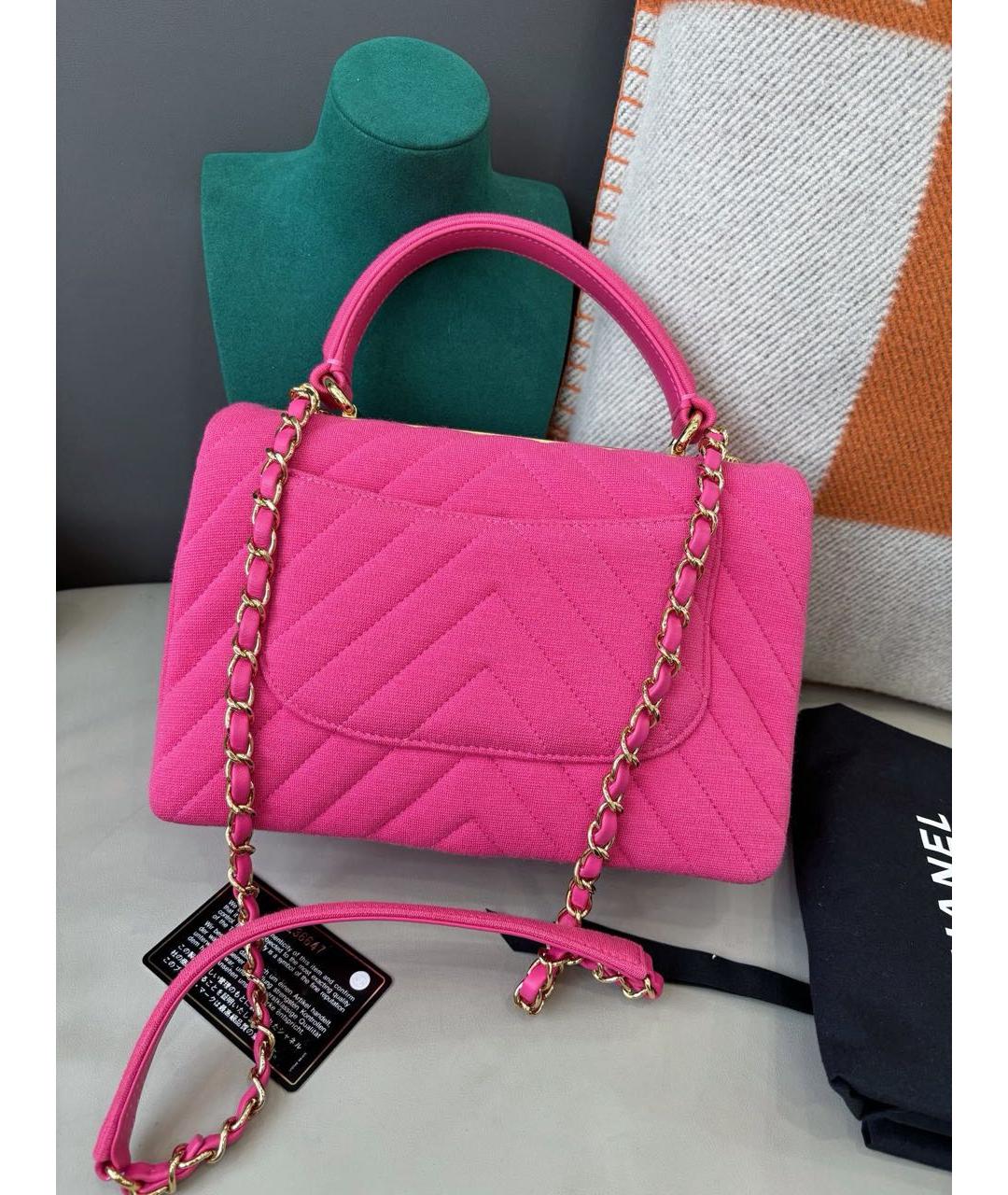 CHANEL Розовая сумка с короткими ручками, фото 5