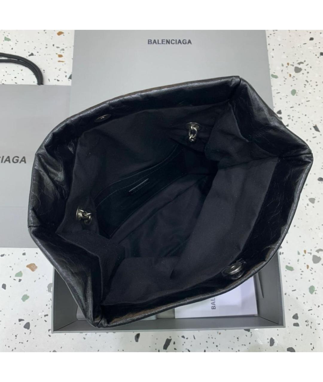 BALENCIAGA Черная кожаная сумка через плечо, фото 4