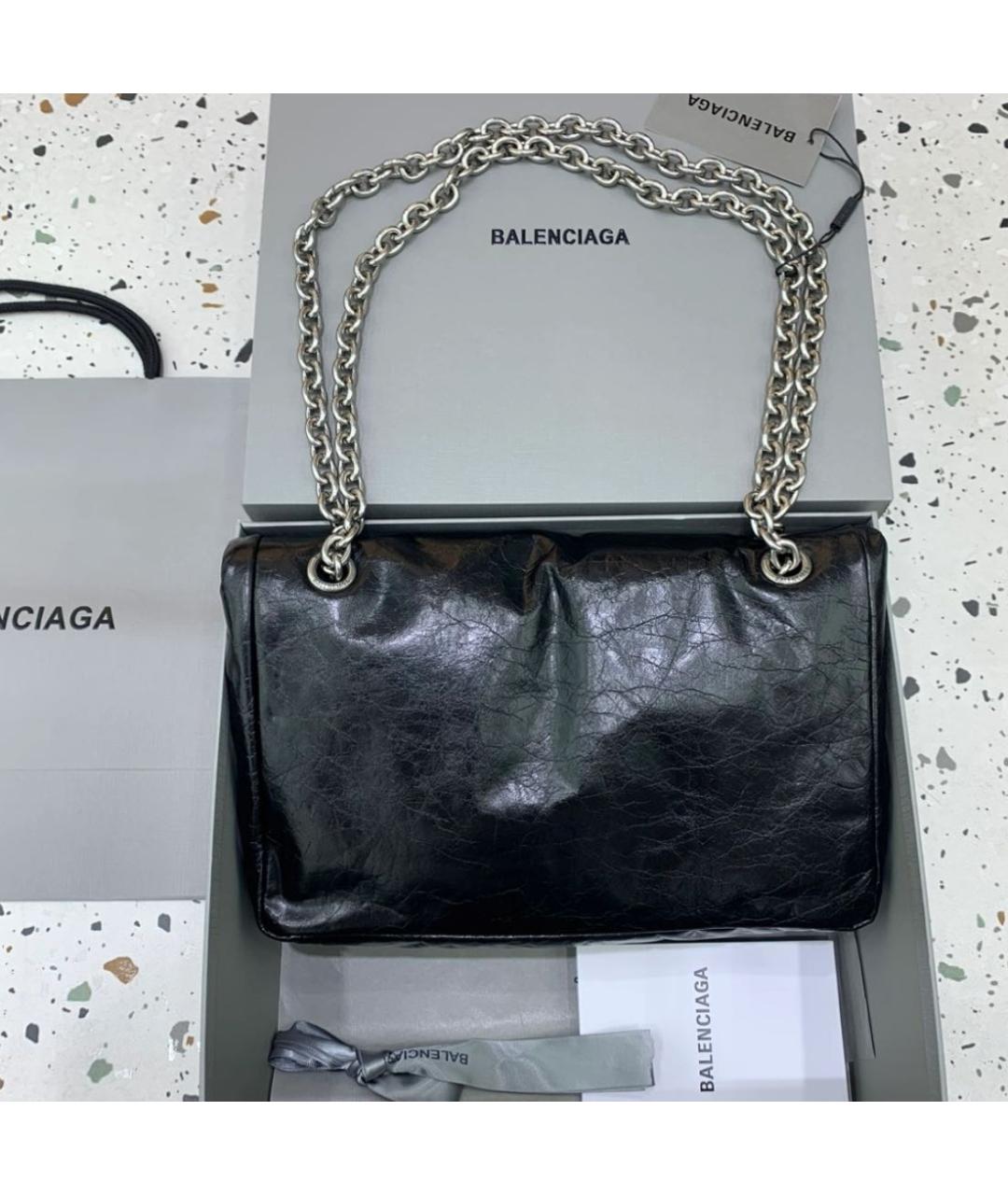 BALENCIAGA Черная кожаная сумка через плечо, фото 3