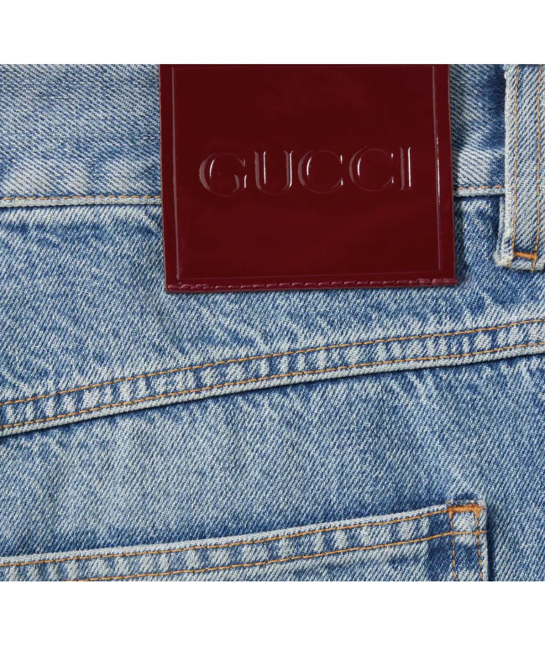 GUCCI Голубые хлопковые джинсы скинни, фото 5