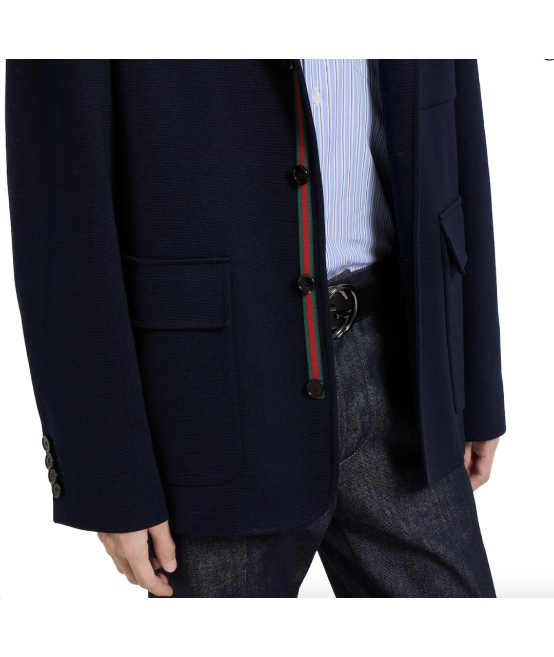GUCCI Темно-синий вискозный пиджак, фото 2