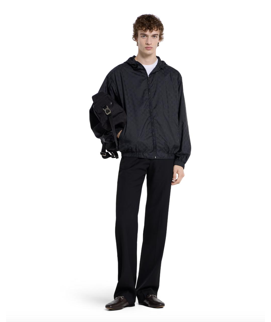 GUCCI Темно-синяя полиамидовая куртка, фото 2