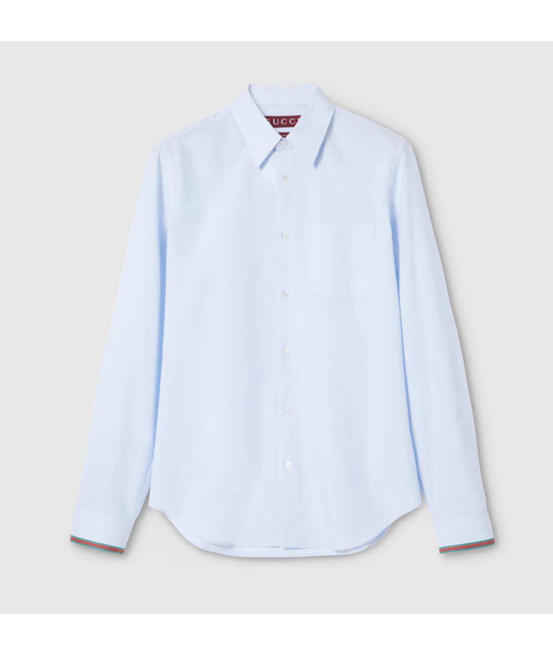 GUCCI Голубая хлопковая классическая рубашка, фото 6