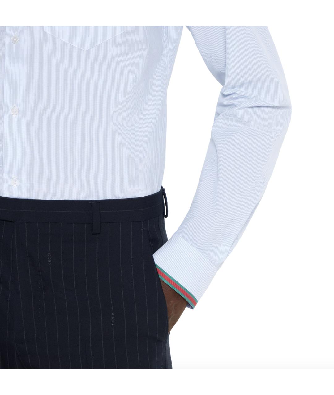 GUCCI Голубая хлопковая классическая рубашка, фото 3