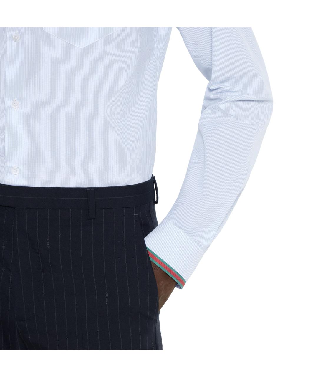 GUCCI Голубая хлопковая классическая рубашка, фото 4