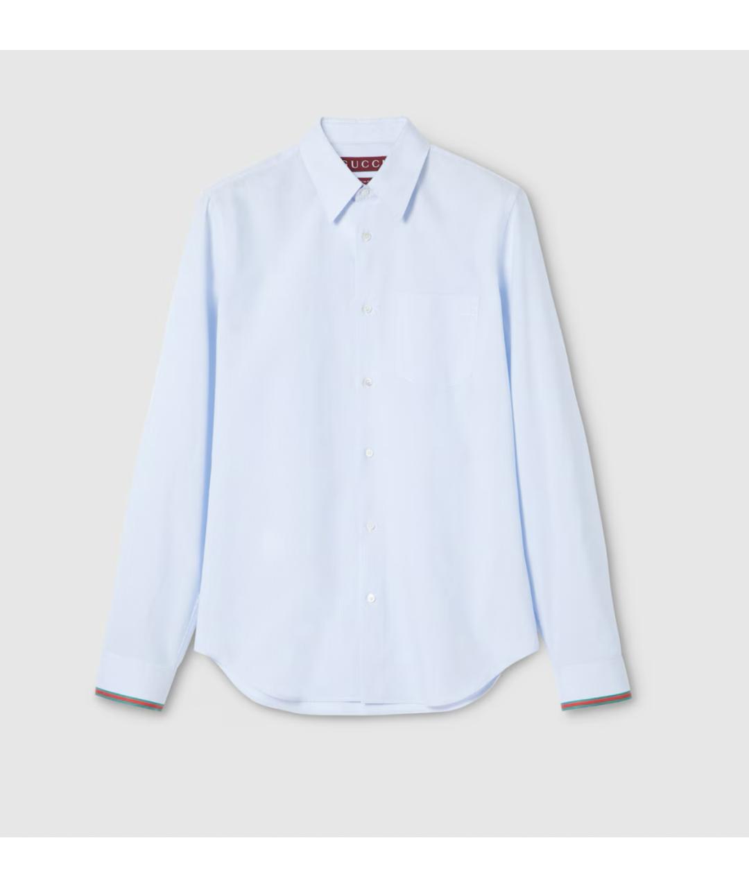 GUCCI Голубая хлопковая классическая рубашка, фото 6