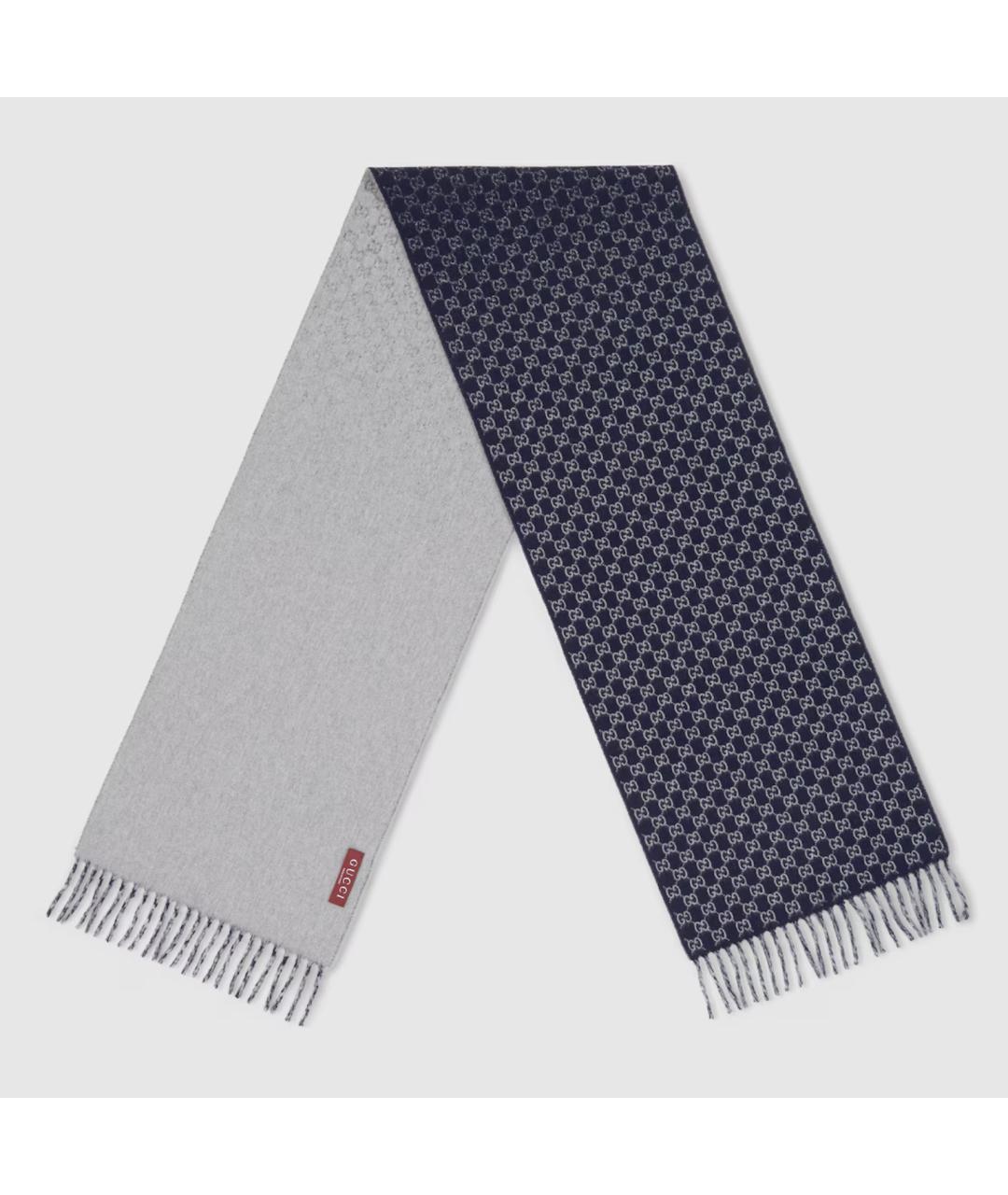 GUCCI Темно-синий шерстяной шарф, фото 2
