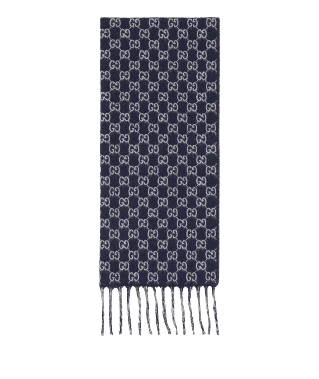 GUCCI Темно-синий шерстяной шарф, фото 1