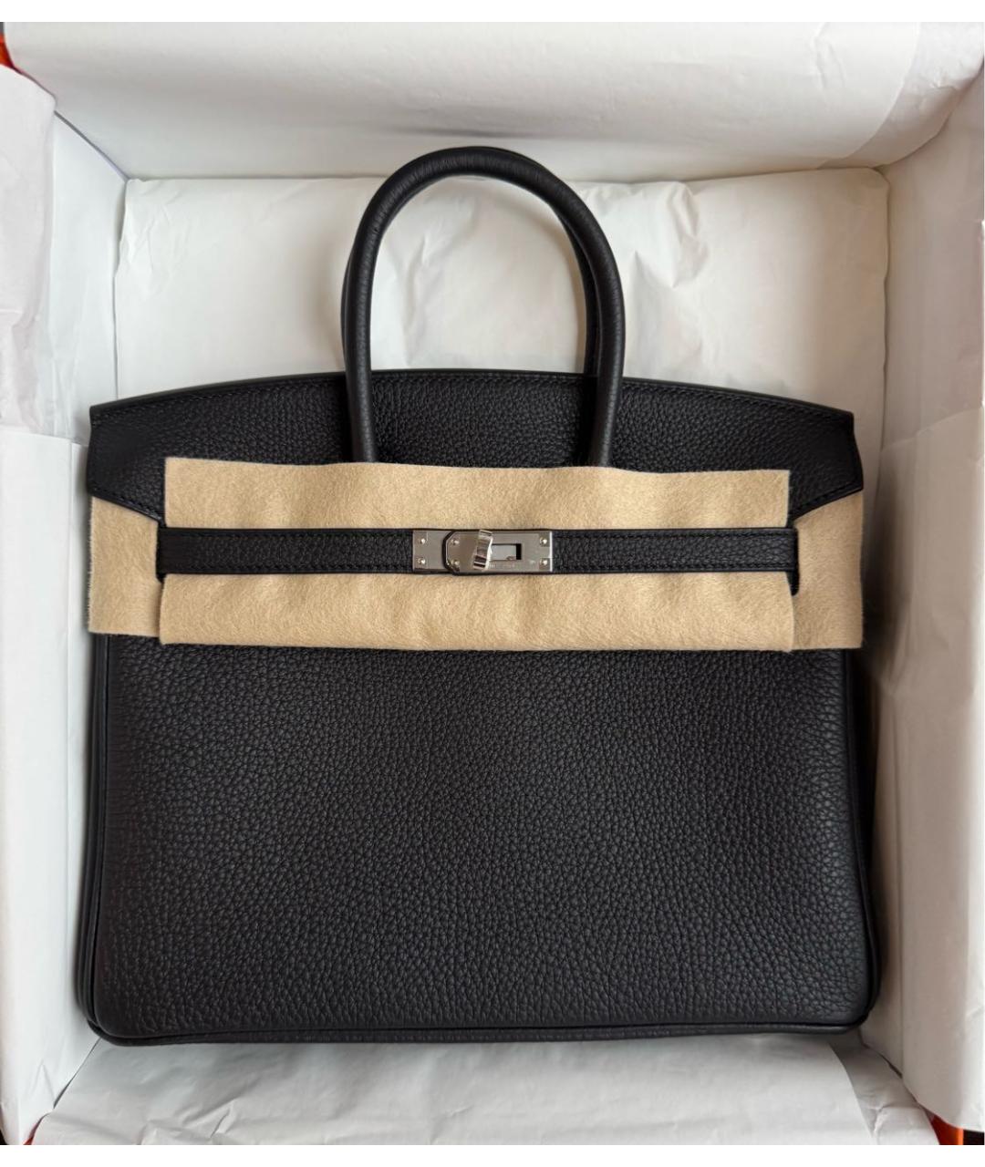 HERMES Черная кожаная сумка с короткими ручками, фото 4