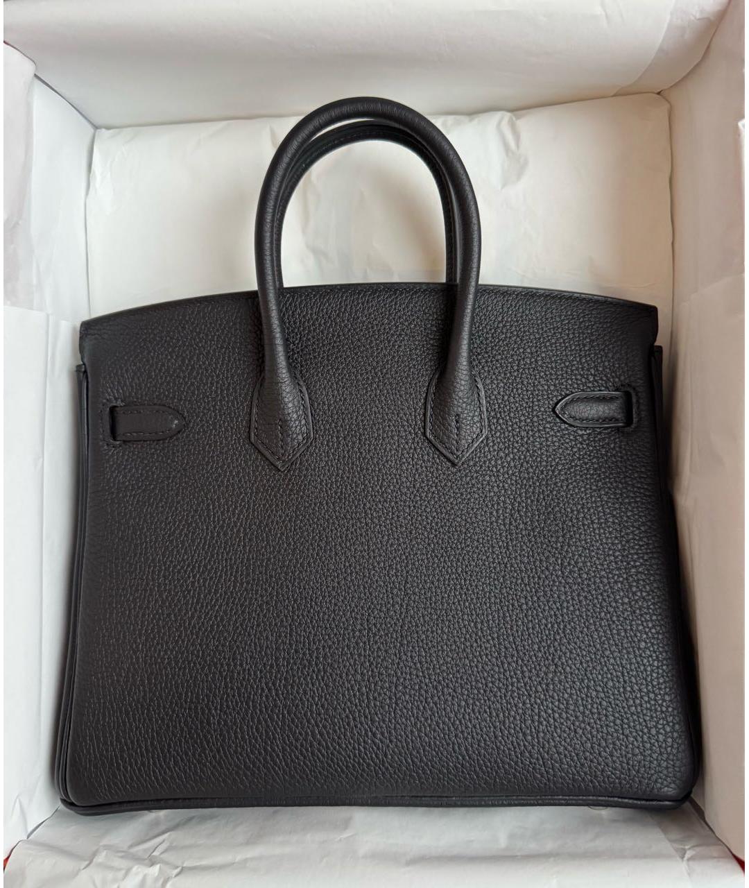 HERMES Черная кожаная сумка с короткими ручками, фото 3