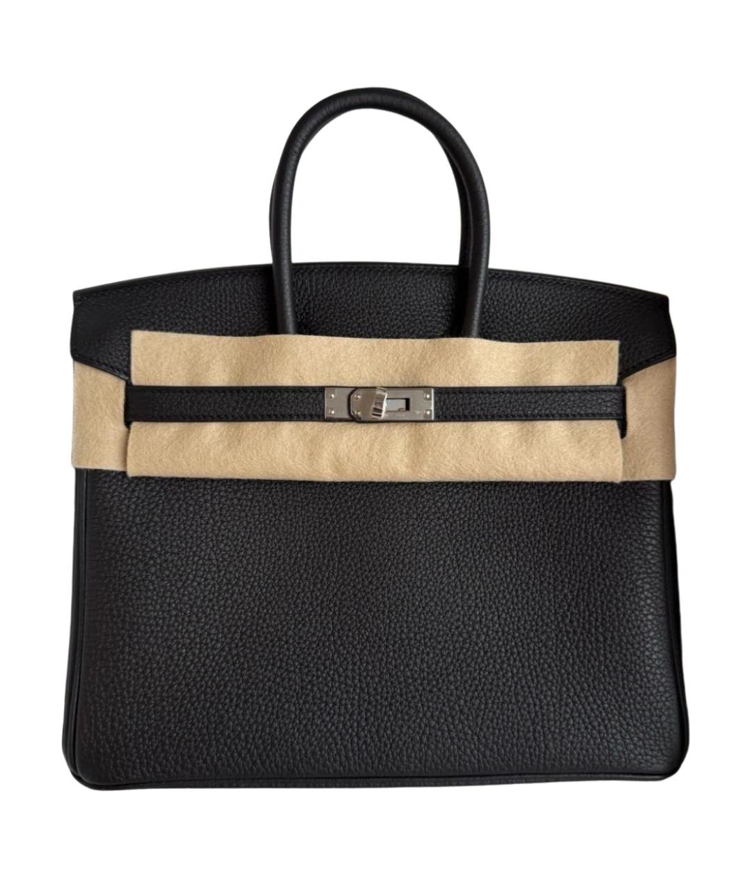 HERMES Черная кожаная сумка с короткими ручками, фото 1