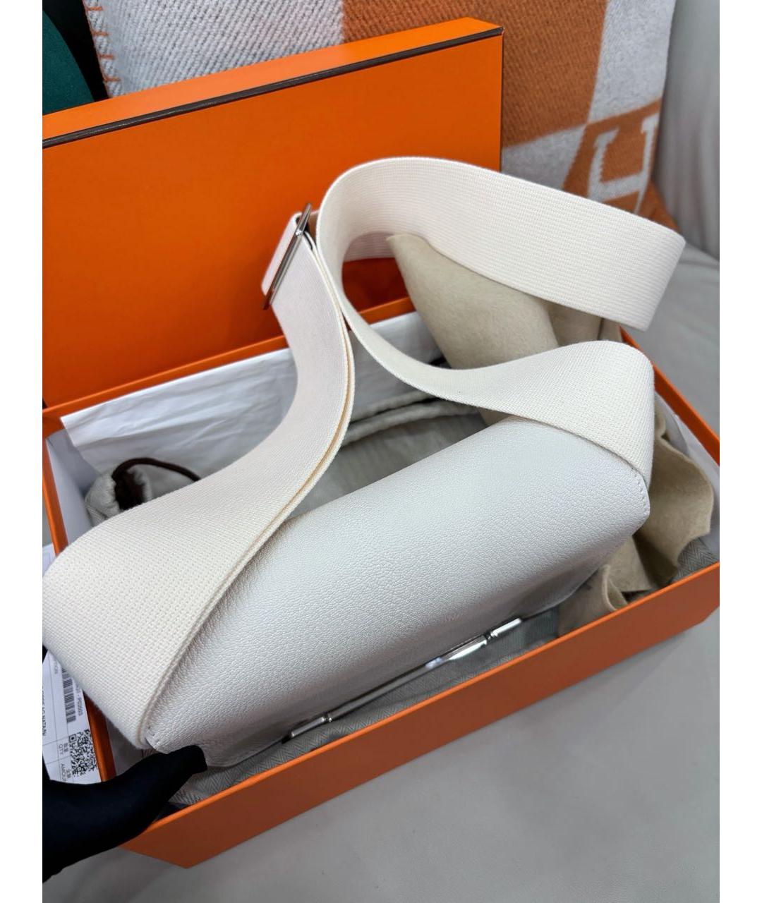 HERMES Белая кожаная сумка через плечо, фото 5