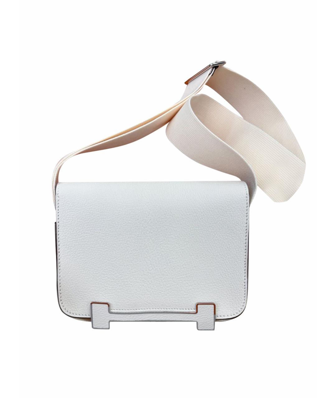 HERMES Белая кожаная сумка через плечо, фото 1