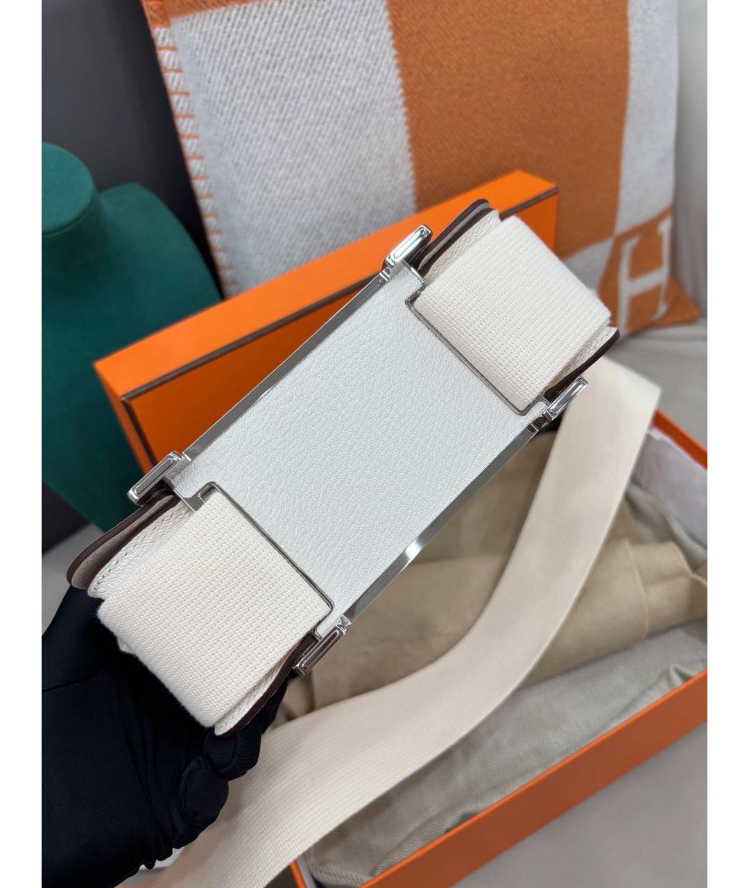 HERMES Белая кожаная сумка через плечо, фото 4