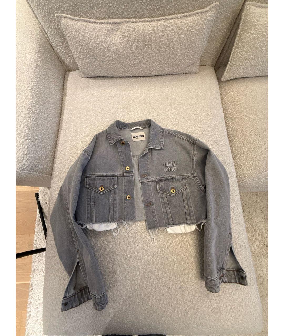 MIU MIU Серая деним куртка, фото 8