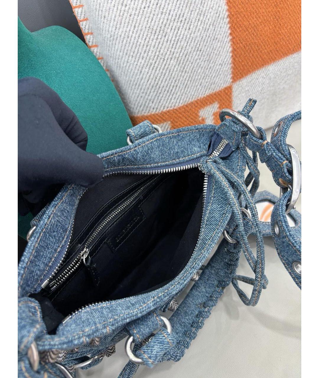 BALENCIAGA Голубая тканевая сумка с короткими ручками, фото 3