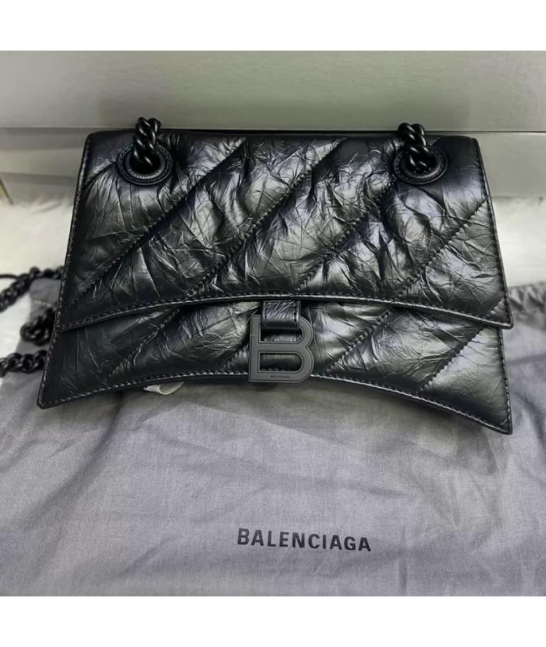 BALENCIAGA Черная кожаная сумка через плечо, фото 2