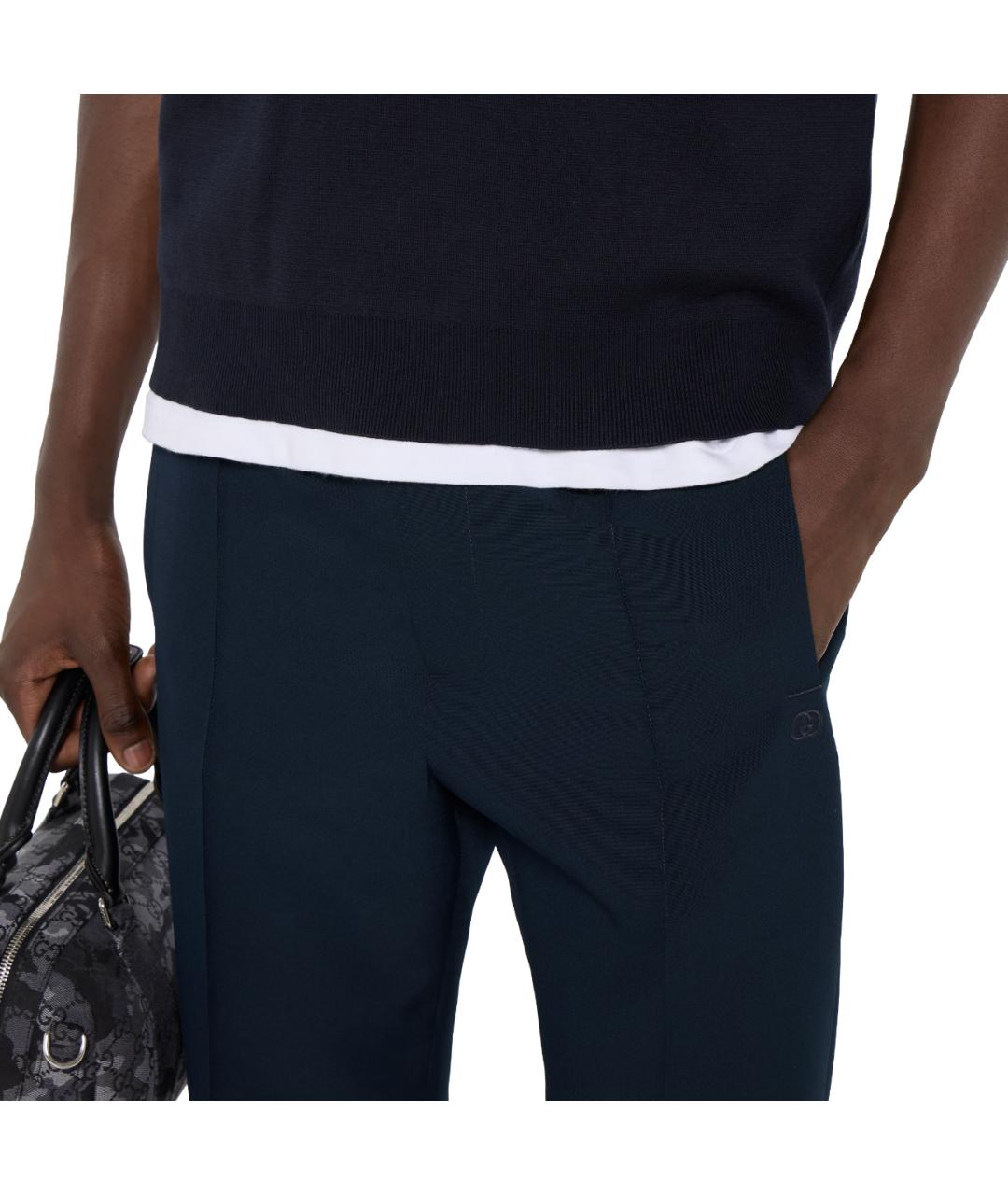 GUCCI Синие полиэстеровые повседневные брюки, фото 3