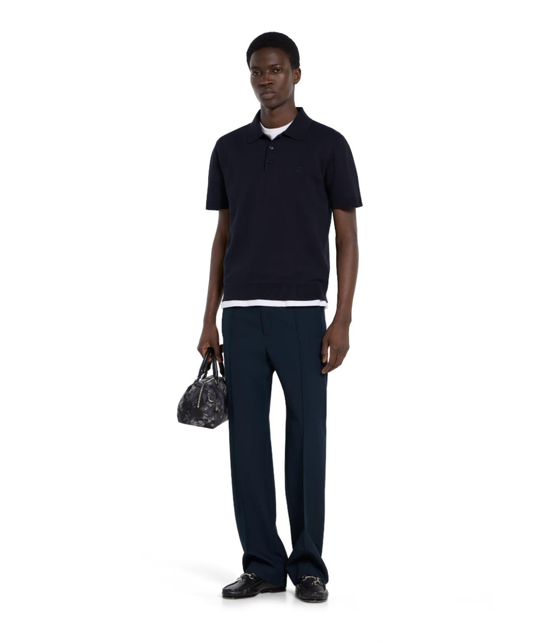 GUCCI Синие полиэстеровые повседневные брюки, фото 2