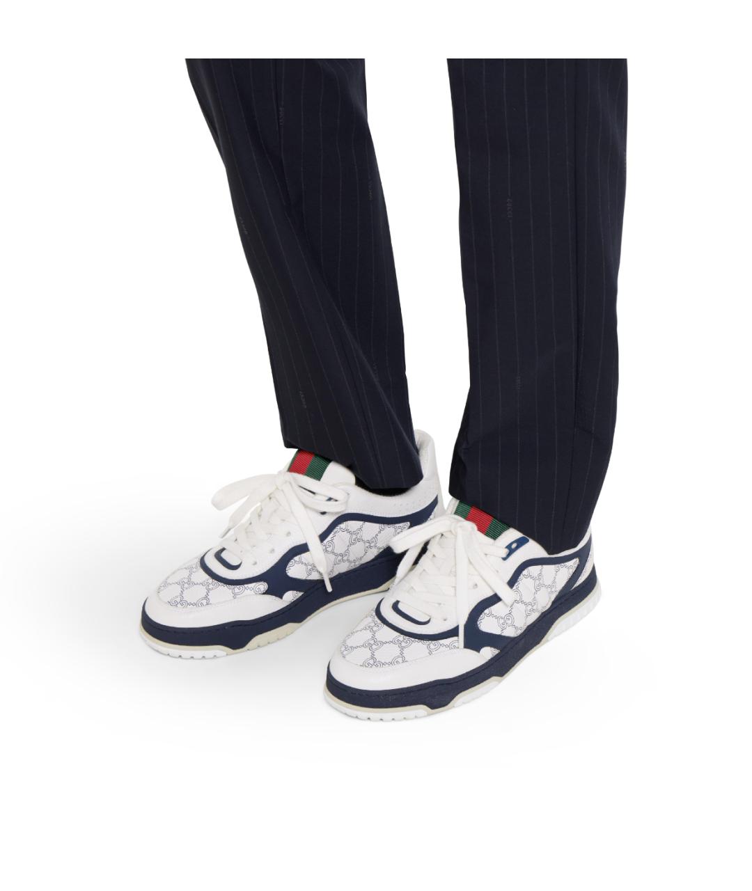 GUCCI Синие кожаные низкие кроссовки / кеды, фото 4