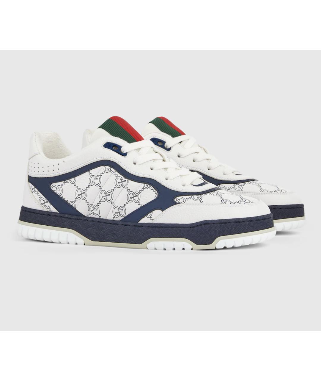 GUCCI Белые кожаные низкие кроссовки / кеды, фото 2