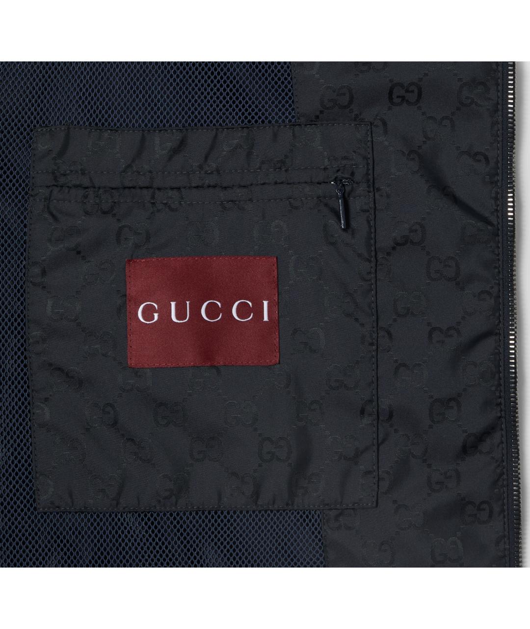 GUCCI Темно-синяя полиамидовая куртка, фото 5