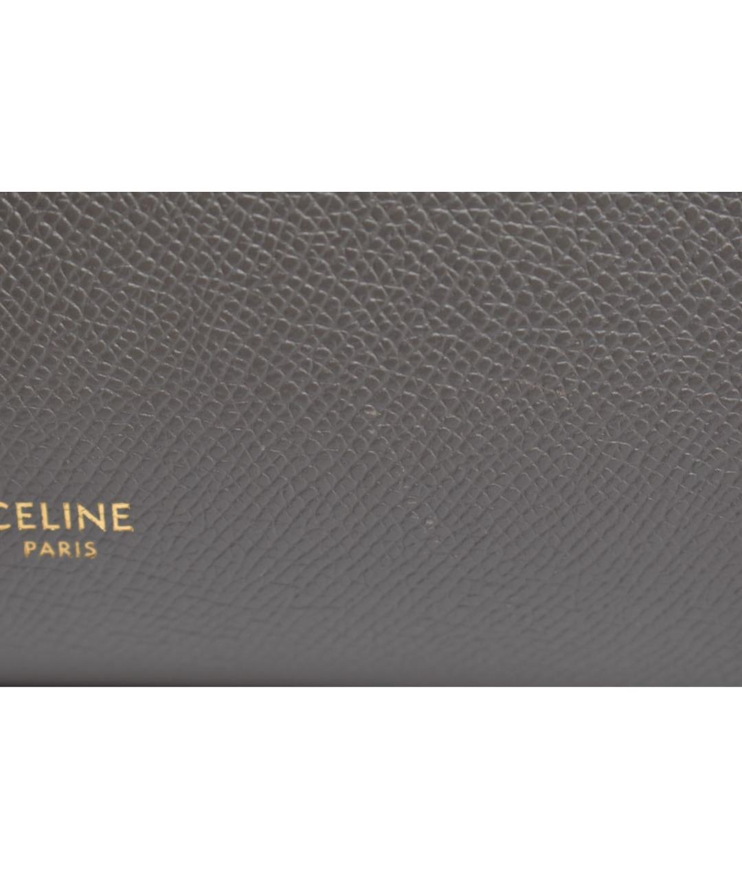 CELINE Серая кожаная сумка с короткими ручками, фото 8