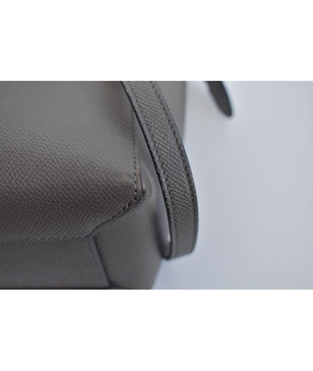 CELINE Серая кожаная сумка с короткими ручками, фото 7