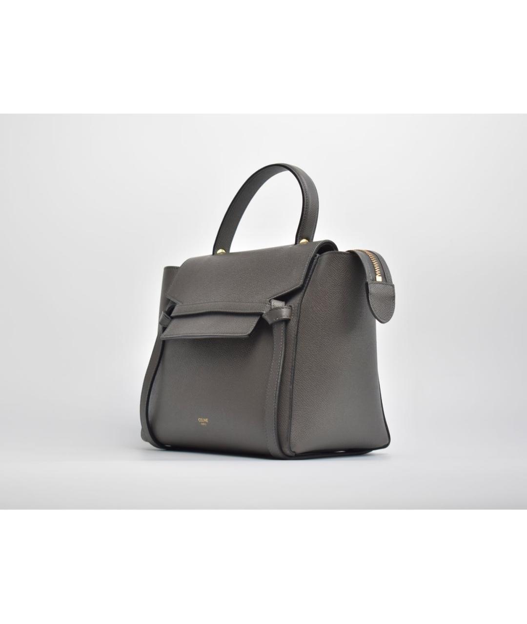 CELINE Серая кожаная сумка с короткими ручками, фото 2