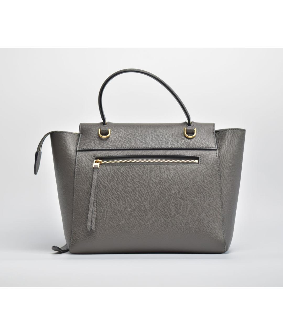 CELINE Серая кожаная сумка с короткими ручками, фото 3