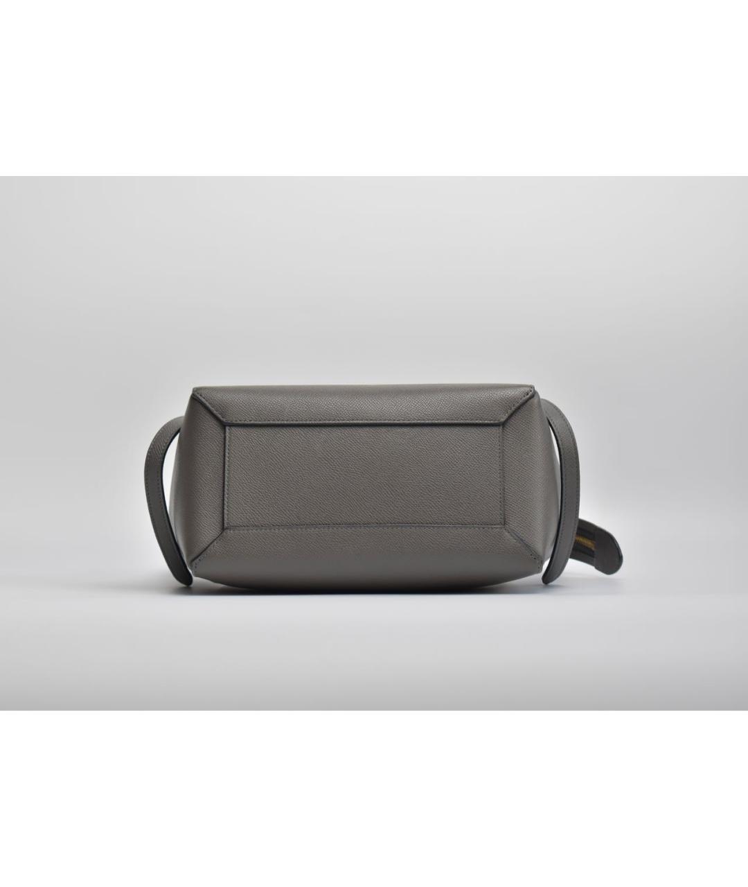 CELINE Серая кожаная сумка с короткими ручками, фото 5