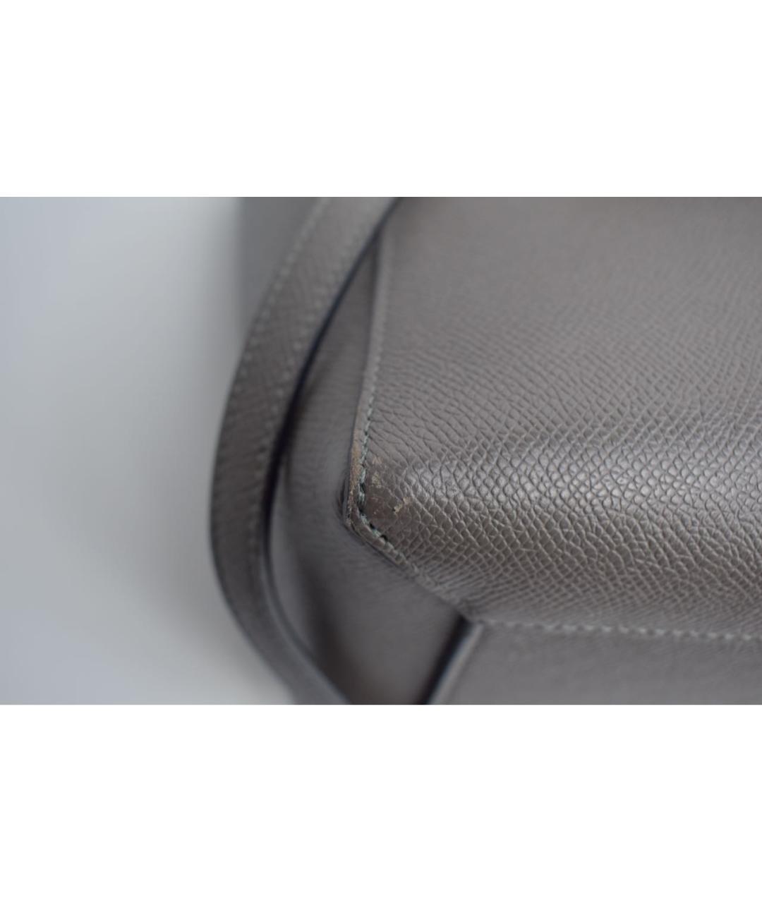 CELINE Серая кожаная сумка с короткими ручками, фото 6