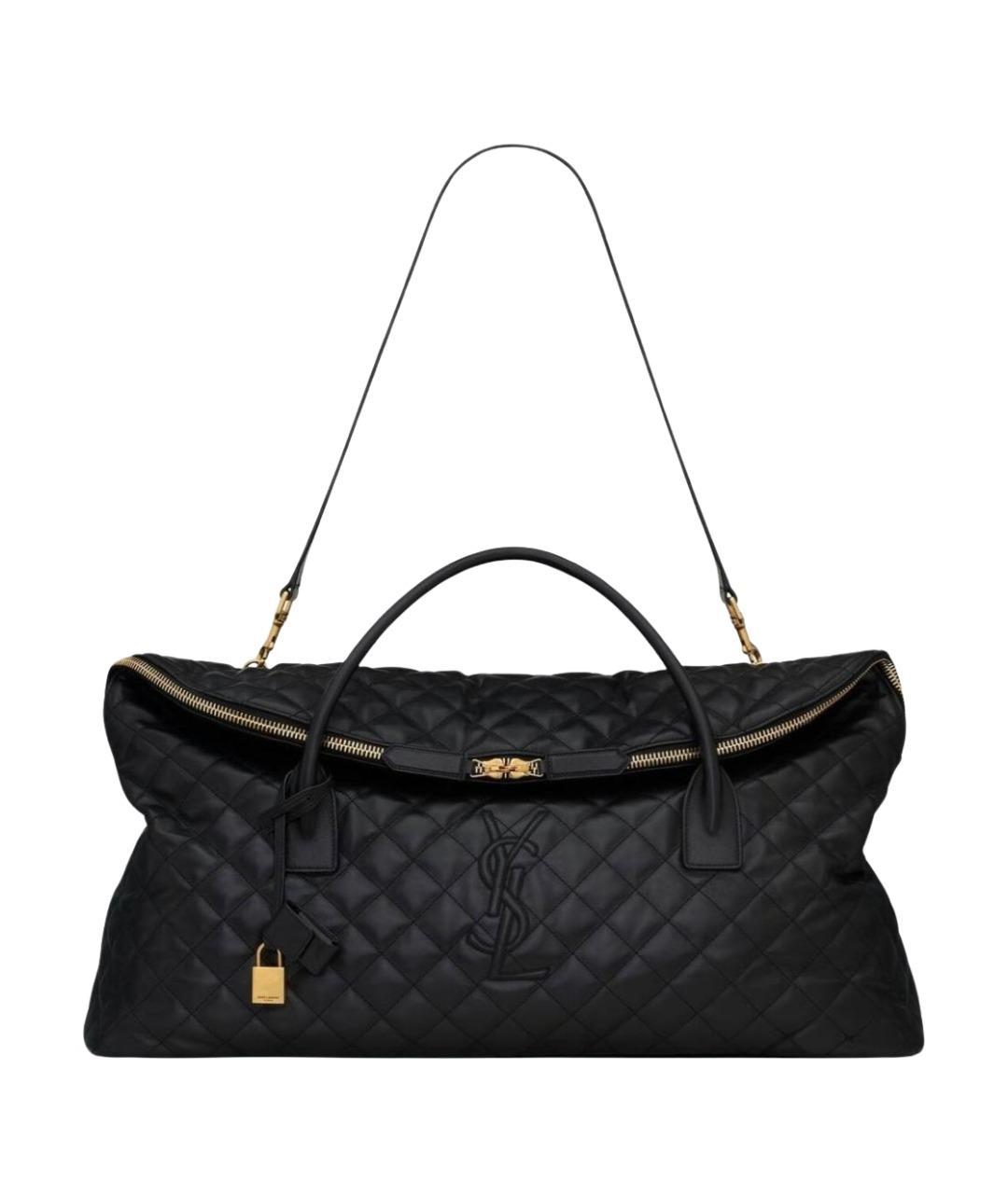 SAINT LAURENT Черная кожаная дорожная/спортивная сумка, фото 1