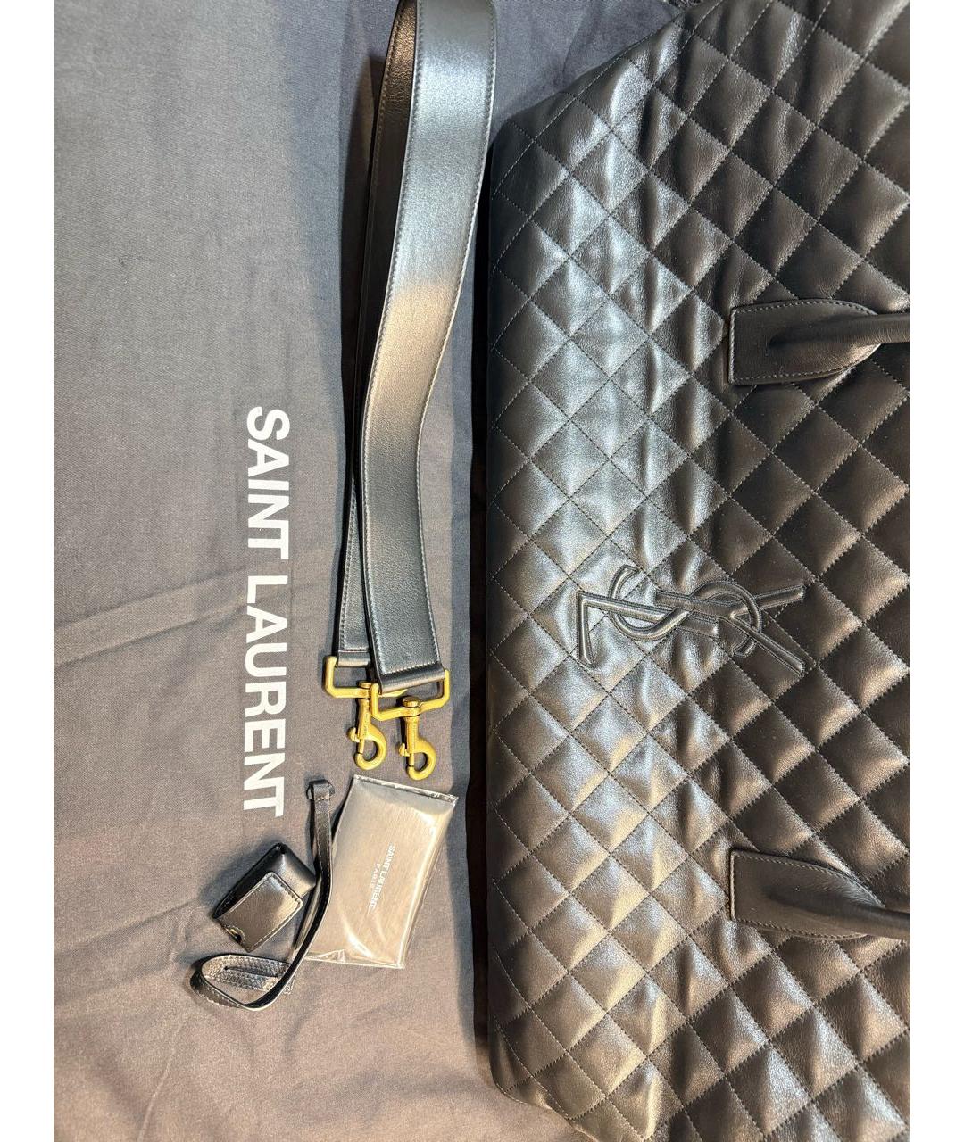 SAINT LAURENT Черная кожаная дорожная/спортивная сумка, фото 7