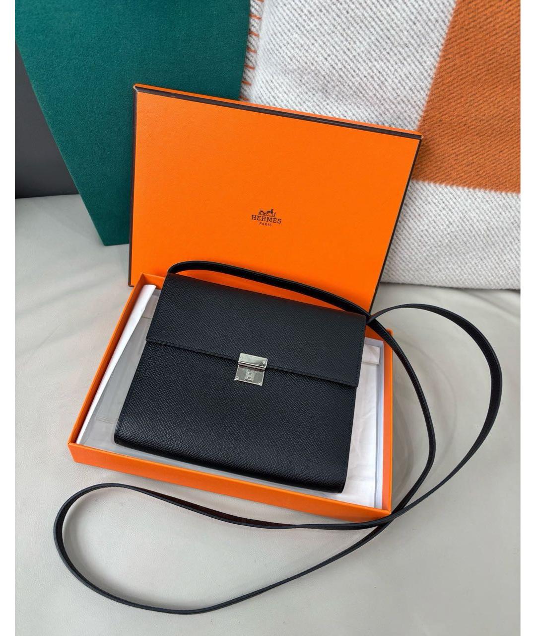 HERMES Черная кожаная сумка через плечо, фото 8