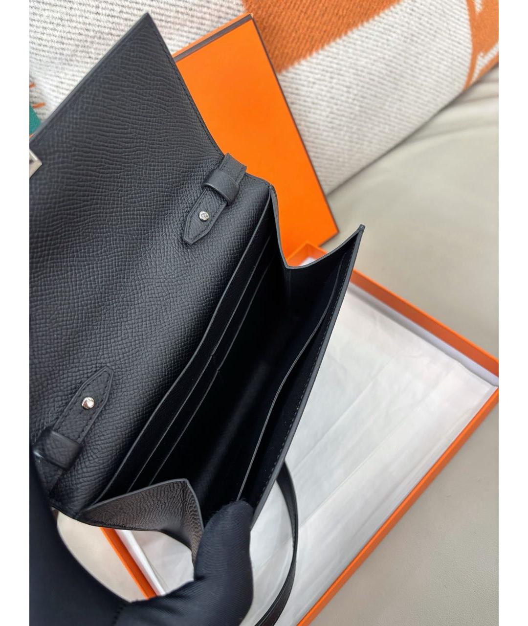 HERMES Черная кожаная сумка через плечо, фото 6