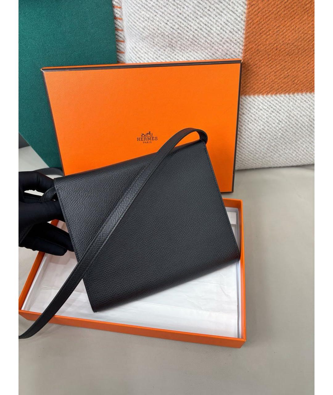 HERMES Черная кожаная сумка через плечо, фото 4