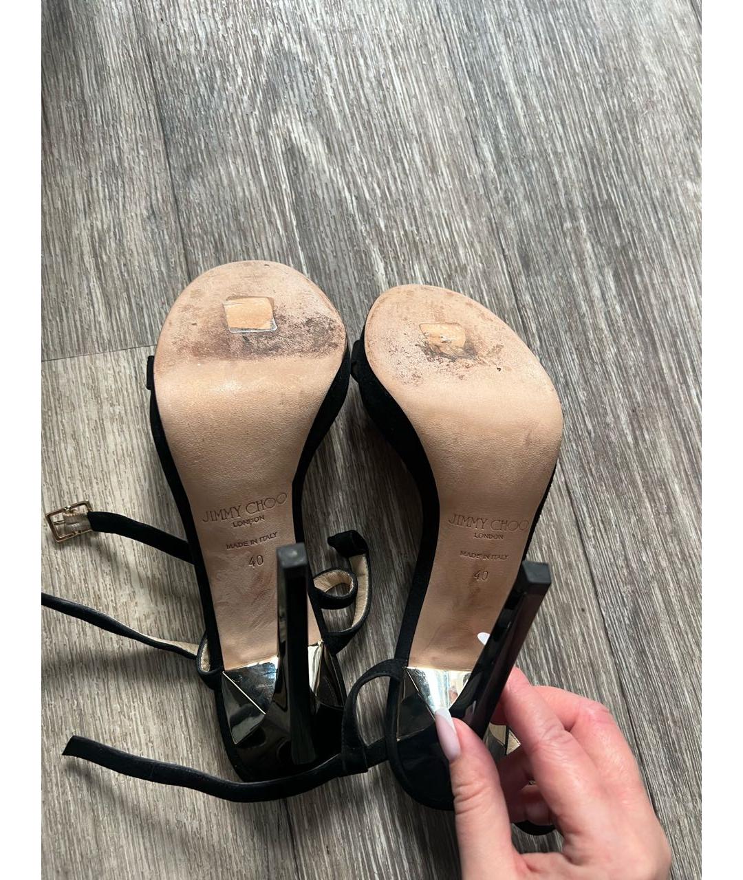 JIMMY CHOO Черные замшевые босоножки, фото 5